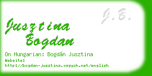 jusztina bogdan business card